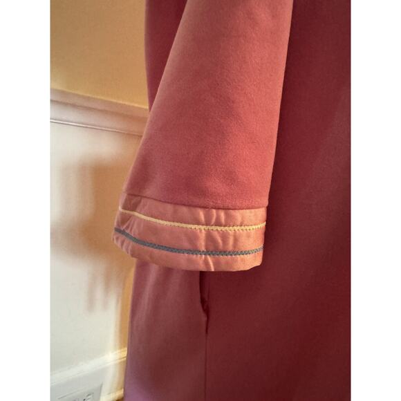 Vanity Fair Long PINK White Blue Applique robe House Zip Large pockets vintage - Picture 8 of 14